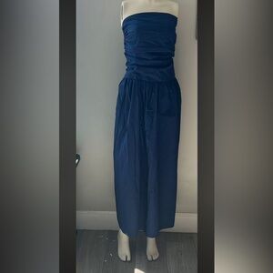 Chic Strapless Navy Blue Dress